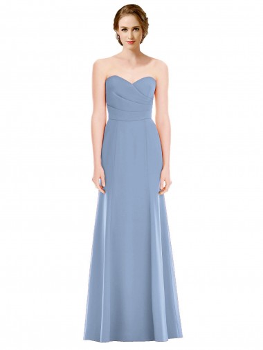 Dusty Blue Sleeveless Sweetheart Mermaid Soft Chiffon Bridesmaid Dress Worcester