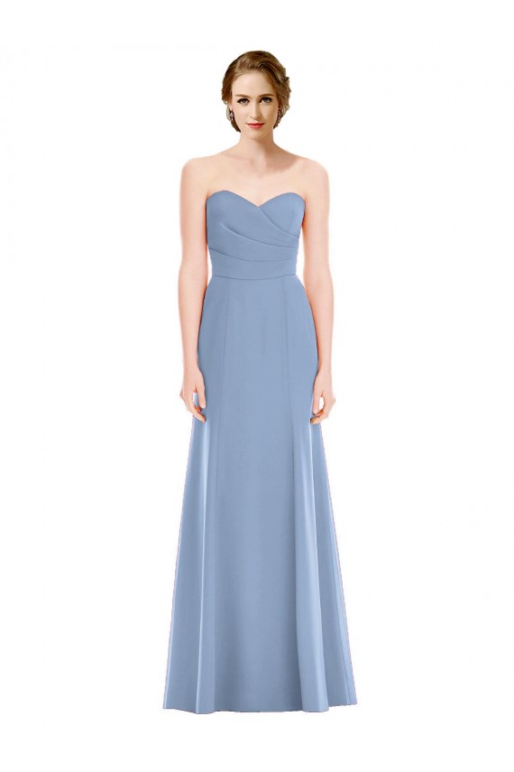 Dusty Blue Sleeveless Sweetheart Mermaid Soft Chiffon Bridesmaid Dress Worcester