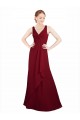 Burgundy Sleeveless V-Neck A-Line Chiffon Bridesmaid Dress / Evening Dress Worcester