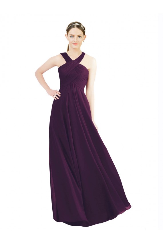 Grape Sleeveless Halter Neck A-Line Soft Chiffon Bridesmaid Dress Worcester