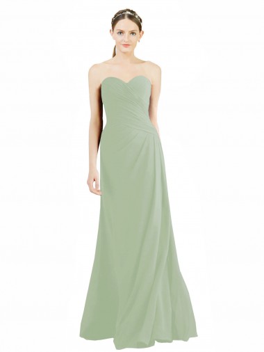 Smoke Green Sleeveless Sweetheart A-Line Soft Chiffon Bridesmaid Dress Worcester