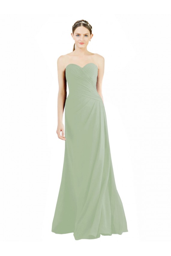 Smoke Green Sleeveless Sweetheart A-Line Soft Chiffon Bridesmaid Dress Worcester