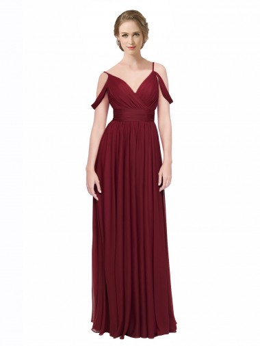 Low Back Sleeveless Off the Shoulder A-Line Chiffon Bridesmaid Dress / Evening Dress Worcester