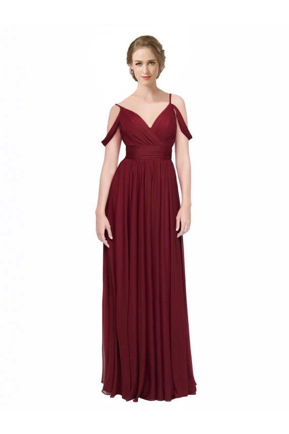 Low Back Sleeveless Off the Shoulder A-Line Chiffon Bridesmaid Dress / Evening Dress Worcester