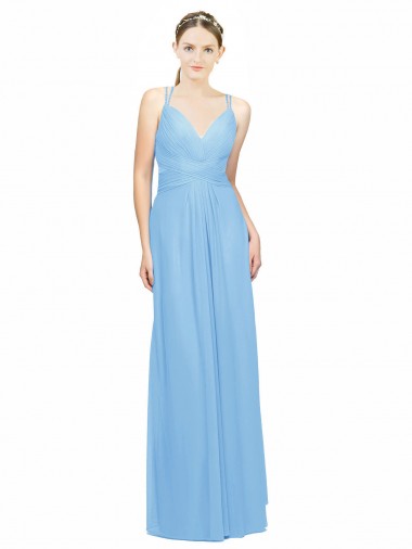 Keyhole Back Sleeveless Spaghetti Straps A-Line Chiffon Bridesmaid Dress / Evening Dress Worcester