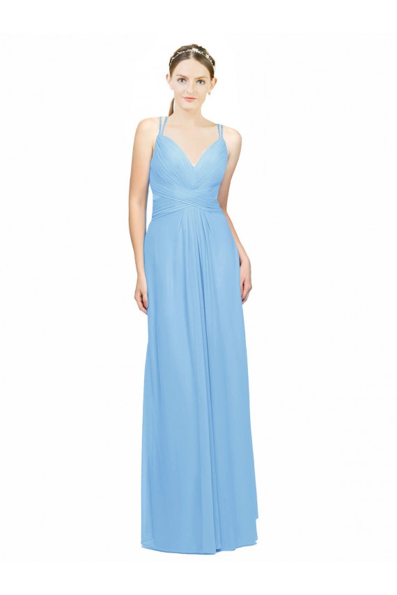 Keyhole Back Sleeveless Spaghetti Straps A-Line Chiffon Bridesmaid Dress / Evening Dress Worcester