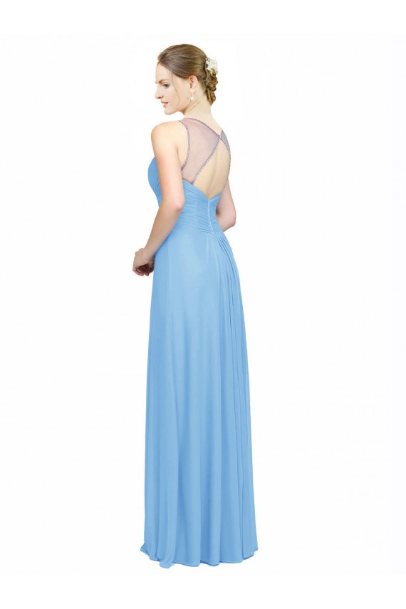 Keyhole Back Sleeveless Spaghetti Straps A-Line Chiffon Bridesmaid Dress / Evening Dress Worcester
