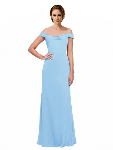 Periwinkle Sleeveless Off the Shoulder A-Line Soft Chiffon Bridesmaid Dress Worcester