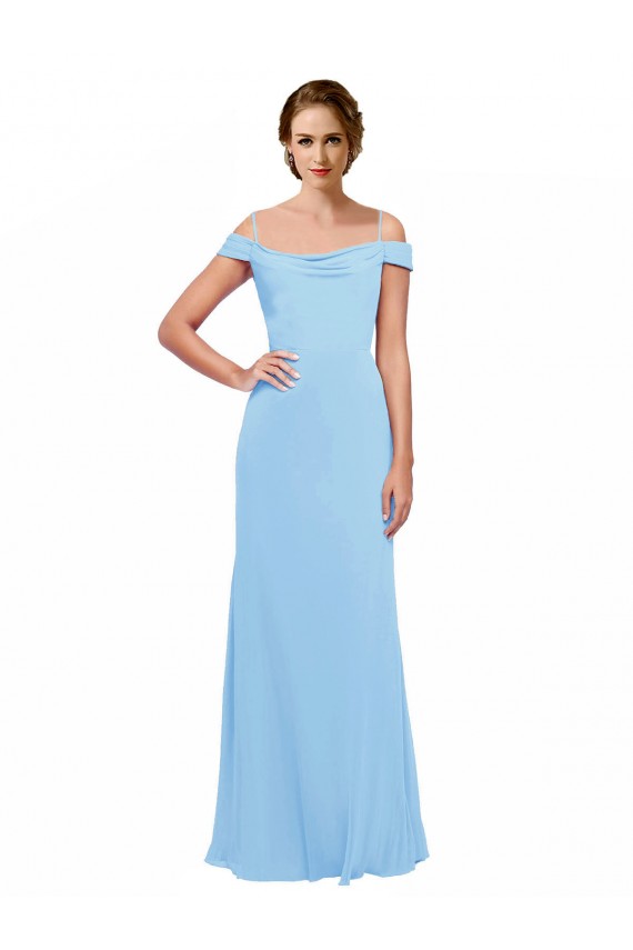 Periwinkle Sleeveless Off the Shoulder A-Line Soft Chiffon Bridesmaid Dress Worcester