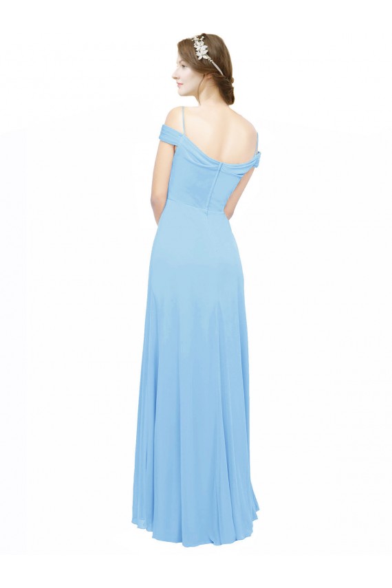 Periwinkle Sleeveless Off the Shoulder A-Line Soft Chiffon Bridesmaid Dress Worcester