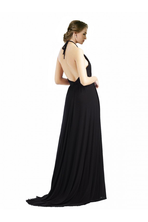 Open Back Oyster Silver Sleeveless Halter Neck A-Line Soft Chiffon Bridesmaid Dress Worcester