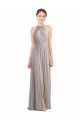Open Back Oyster Silver Sleeveless Halter Neck A-Line Soft Chiffon Bridesmaid Dress Worcester