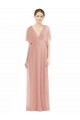 V-Back Short Sleeves V-Neck A-Line Soft Chiffon Bridesmaid Dress / Formal Dress Worcester