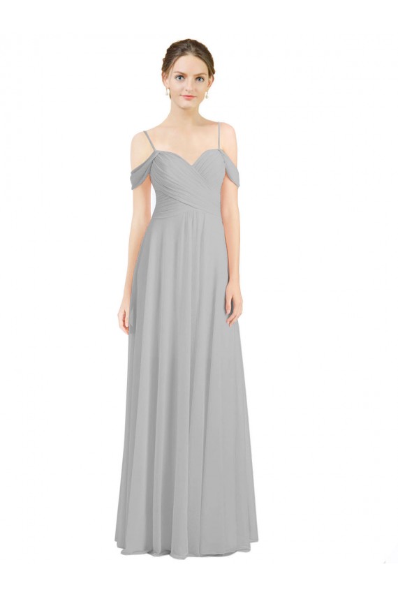 Low Back Silver Sleeveless Off the Shoulder A-Line Lxue Chiffon Bridesmaid Dress Worcester