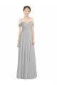 Low Back Silver Sleeveless Off the Shoulder A-Line Lxue Chiffon Bridesmaid Dress Worcester