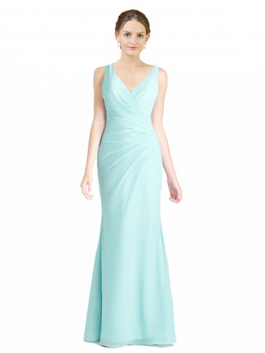 Sleeveless V-Neck Mermaid Soft Chiffon & Lace Bridesmaid Dress Worcester