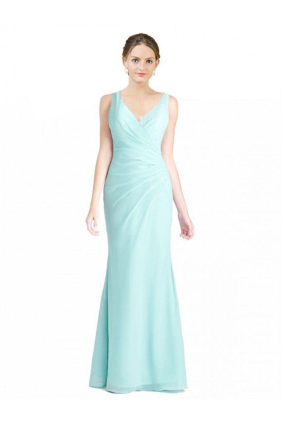 Sleeveless V-Neck Mermaid Soft Chiffon & Lace Bridesmaid Dress Worcester