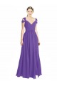 Open Back Cap Sleeves Off the Shoulder A-Line Soft Chiffon Bridesmaid Dress Worcester