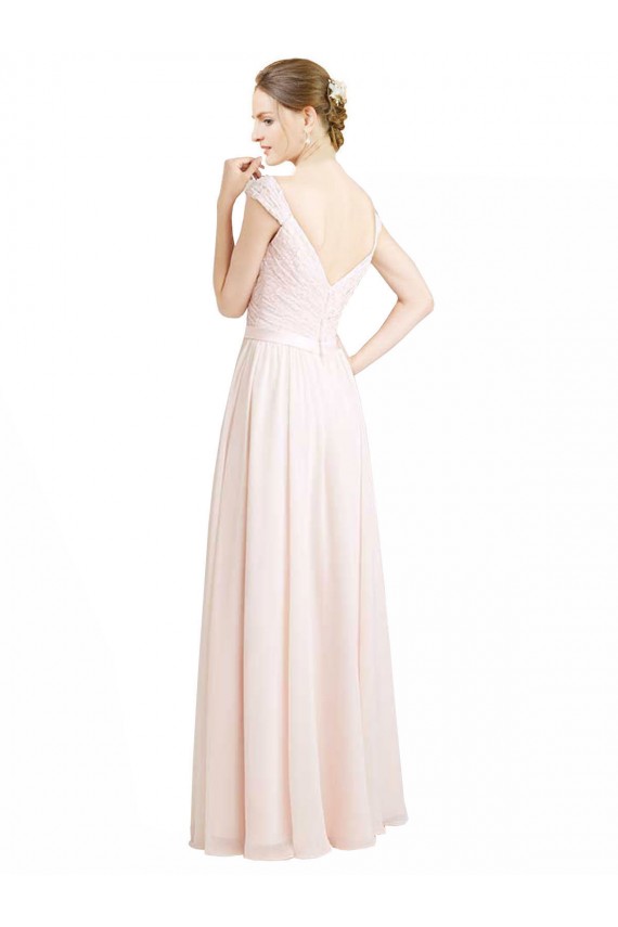 Open Back Sleeveless Sweetheart A-Line Soft Chiffon & Lace Bridesmaid Dress Worcester