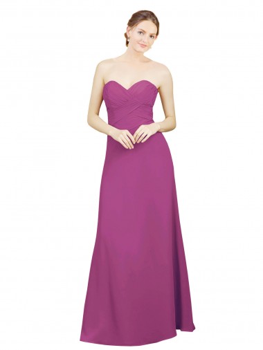 Open Back Wild Berry Sleeveless Sweetheart A-Line Soft Chiffon Bridesmaid Dress Worcester