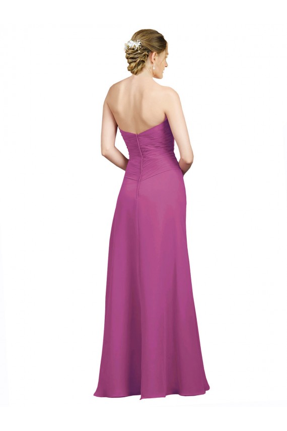 Open Back Wild Berry Sleeveless Sweetheart A-Line Soft Chiffon Bridesmaid Dress Worcester