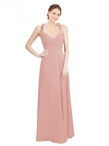 Open Back Bliss Pink Sleeveless Sweetheart A-Line Chiffon Bridesmaid Dress / Evening Dress Worcester