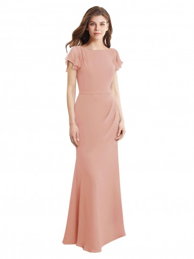 Low Back Sleeveless Boat Neck Mermaid Soft Chiffon Prom Dress / Bridesmaid Dress Worcester