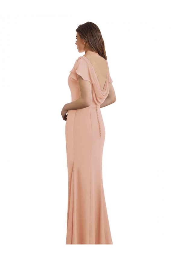 Low Back Sleeveless Boat Neck Mermaid Soft Chiffon Prom Dress / Bridesmaid Dress Worcester