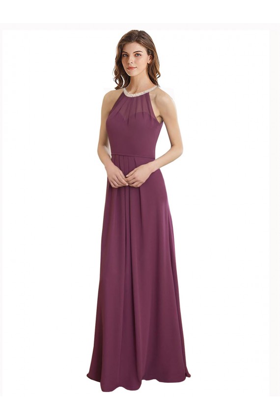 Keyhole Back Sleeveless Sweetheart A-Line Chiffon Bridesmaid Dress / Evening Gowns Worcester