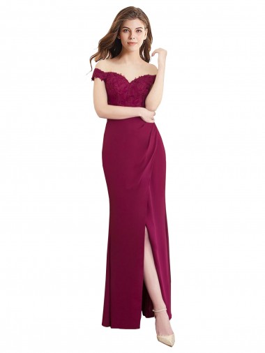 Sleeveless Off the Shoulder Mermaid Soft Chiffon & Lace Bridesmaid Dress / Formal Dress Worcester
