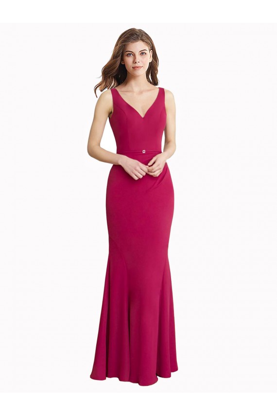V-Back Sleeveless V-Neck Mermaid Soft Chiffon Prom Dress / Bridesmaid Dress Worcester