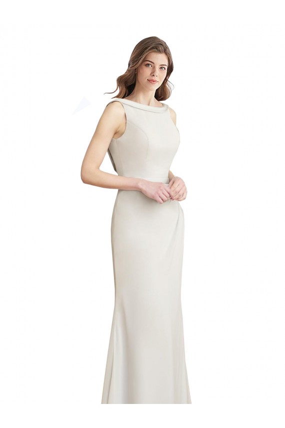 V-Back Sleeveless Boat Neck Mermaid Soft Chiffon & Satin Bridesmaid Dress Worcester