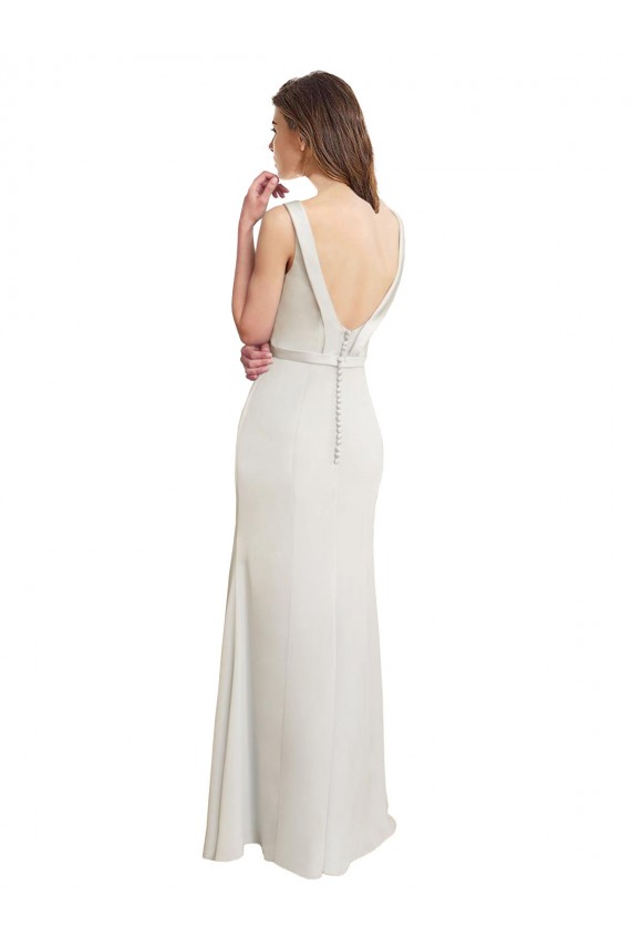 V-Back Sleeveless Boat Neck Mermaid Soft Chiffon & Satin Bridesmaid Dress Worcester
