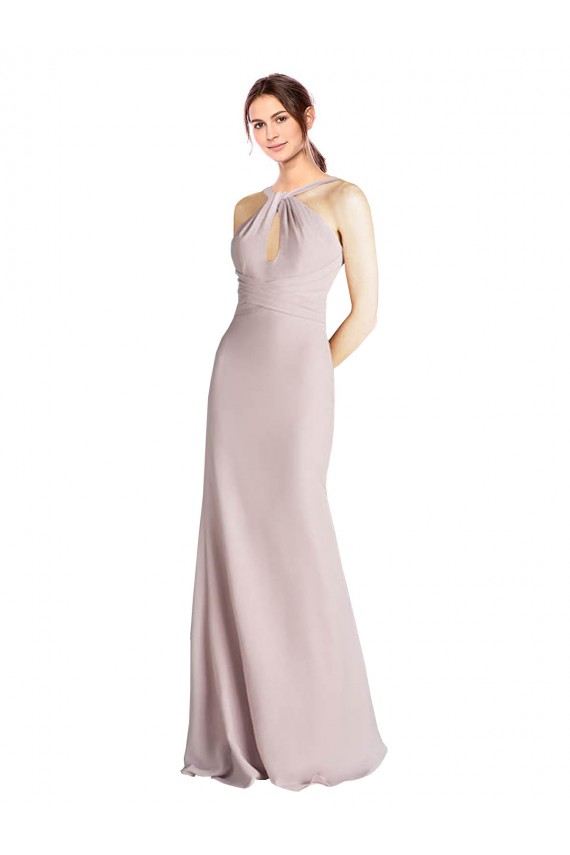Open Back Sleeveless Halter Neck Sheath Soft Chiffon Bridesmaid Dress Worcester