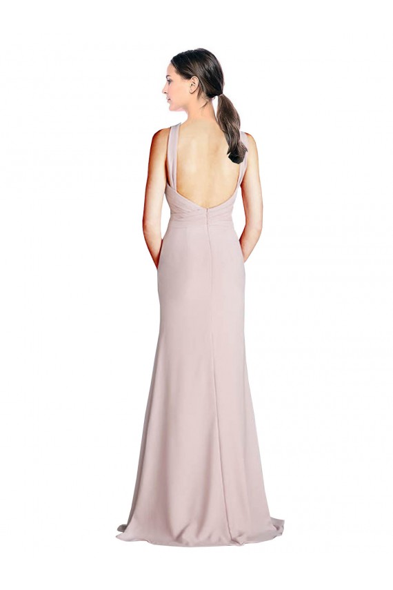 Open Back Sleeveless Halter Neck Sheath Soft Chiffon Bridesmaid Dress Worcester