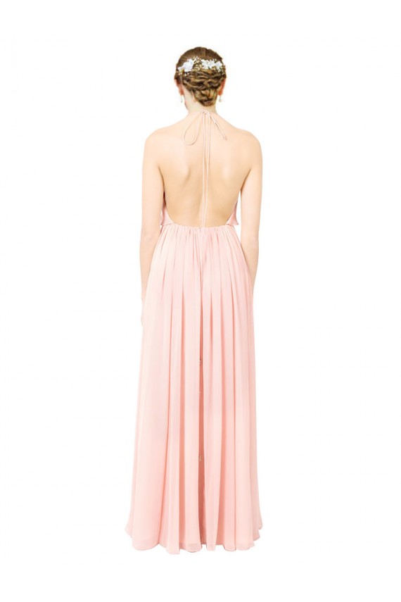 Open Back Pink Sleeveless Halter Neck A-Line Soft Chiffon Formal Dress / Bridesmaid Dress Worcester