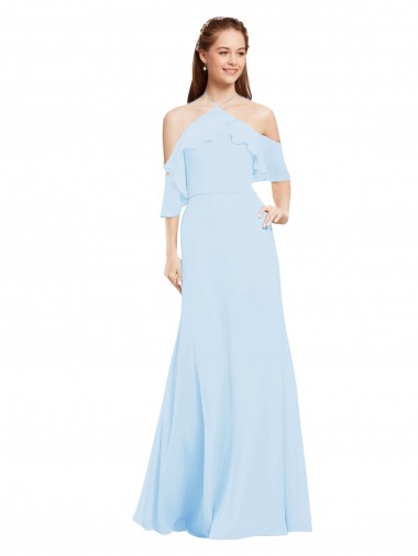Cold Shoulder Halter Neck A-Line Soft Chiffon Formal Dress / Bridesmaid Dress Worcester