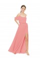 Watermelon Sleeveless Off the Shoulder A-Line Soft Chiffon Bridesmaid Dress Worcester