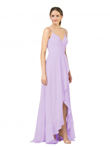 Open Back Sleeveless V-Neck Sheath Soft Chiffon High Low Bridesmaid Dress Worcester