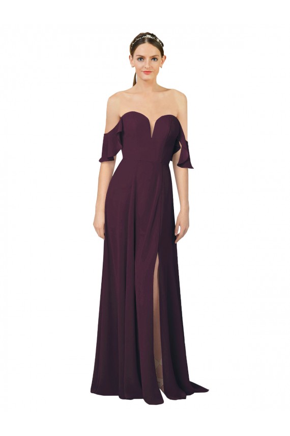Cold Shoulder Sweetheart Sheath Soft Chiffon Formal Dress / Bridesmaid Dress Worcester