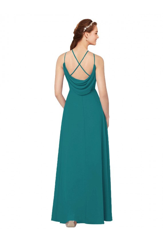 Criss Cross Back Sleeveless High Neck Sheath Soft Chiffon Bridesmaid Dress Worcester