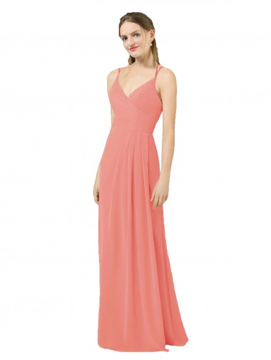 Keyhole Back Desert Rose Sleeveless V-Neck Sheath Soft Chiffon Bridesmaid Dress Worcester