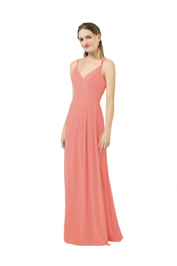 Keyhole Back Desert Rose Sleeveless V-Neck Sheath Soft Chiffon Bridesmaid Dress Worcester