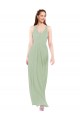 Keyhole Back Smoke Green Sleeveless V-Neck Sheath Soft Chiffon Bridesmaid Dress Worcester