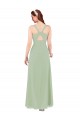 Keyhole Back Smoke Green Sleeveless V-Neck Sheath Soft Chiffon Bridesmaid Dress Worcester