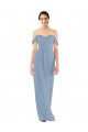 Dusty Blue Sleeveless Off the Shoulder Sheath Soft Chiffon Bridesmaid Dress Worcester