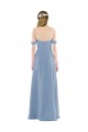 Dusty Blue Sleeveless Off the Shoulder Sheath Soft Chiffon Bridesmaid Dress Worcester