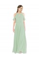 Sage Sleeveless Off the Shoulder Sheath Soft Chiffon Bridesmaid Dress Worcester