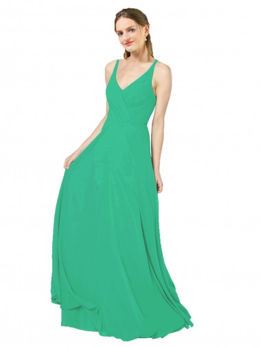Criss Cross Back Sleeveless V-Neck Sheath Soft Chiffon Bridesmaid Dress Worcester