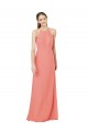 Keyhole Back Desert Rose Sleeveless Halter Neck Sheath Soft Chiffon Bridesmaid Dress Worcester